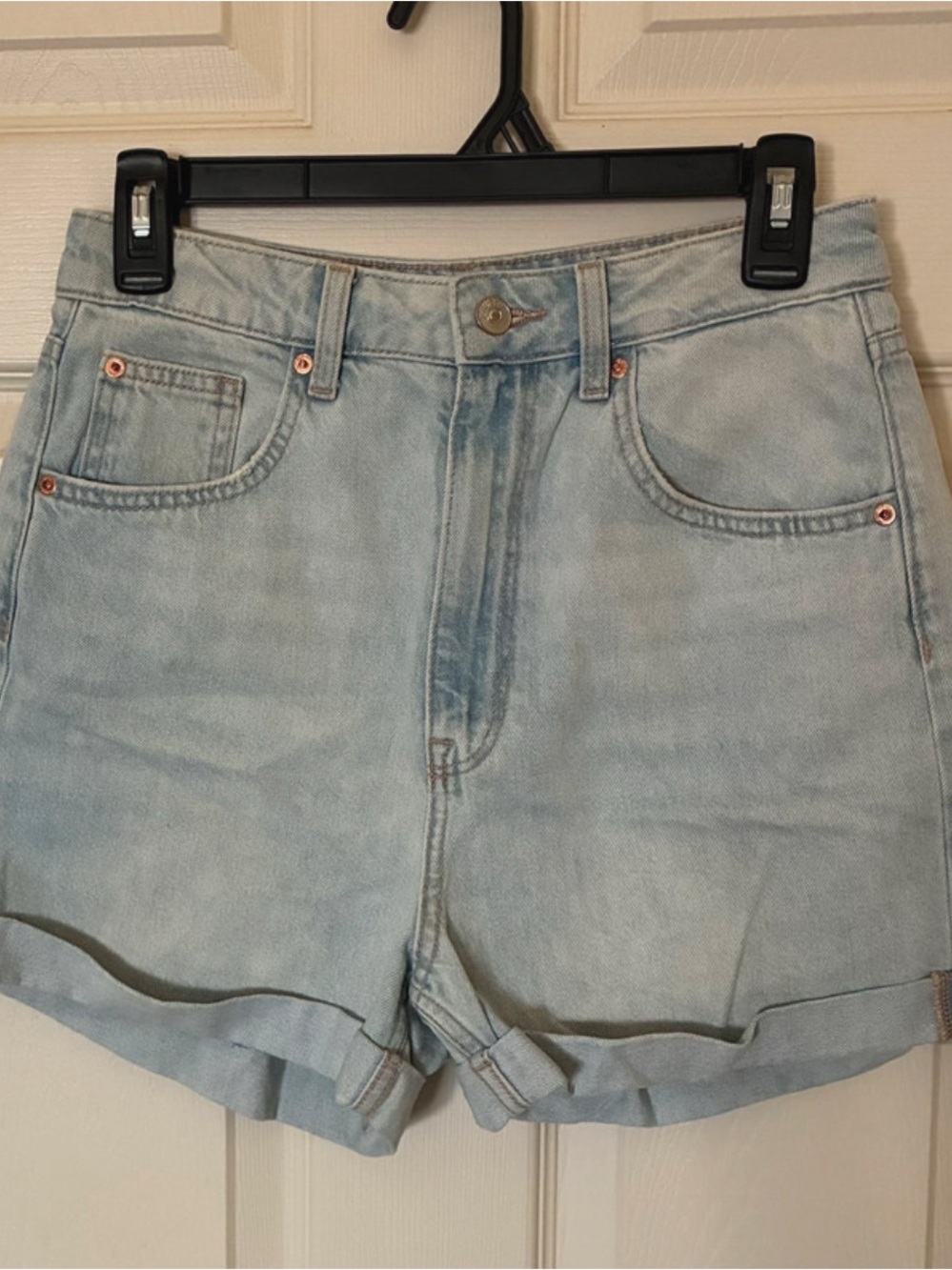 H&M Light Wash Denim Roll-Hem Shorts